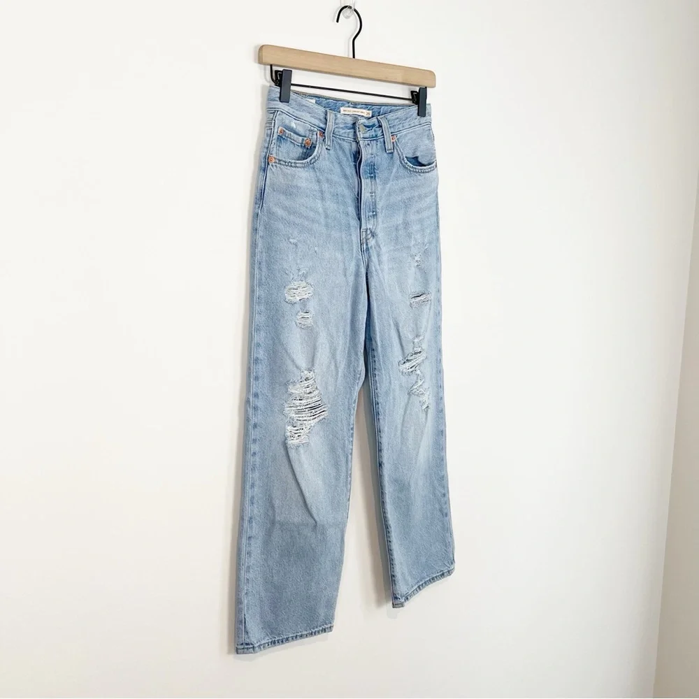 Levi's Light Blue Distressed Straight Leg Jeans